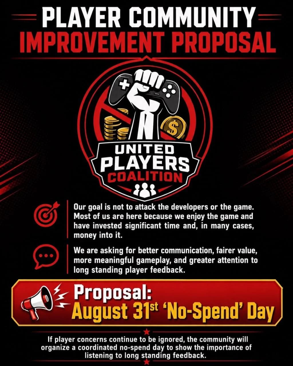 Player Community Improvement Proposal poster
