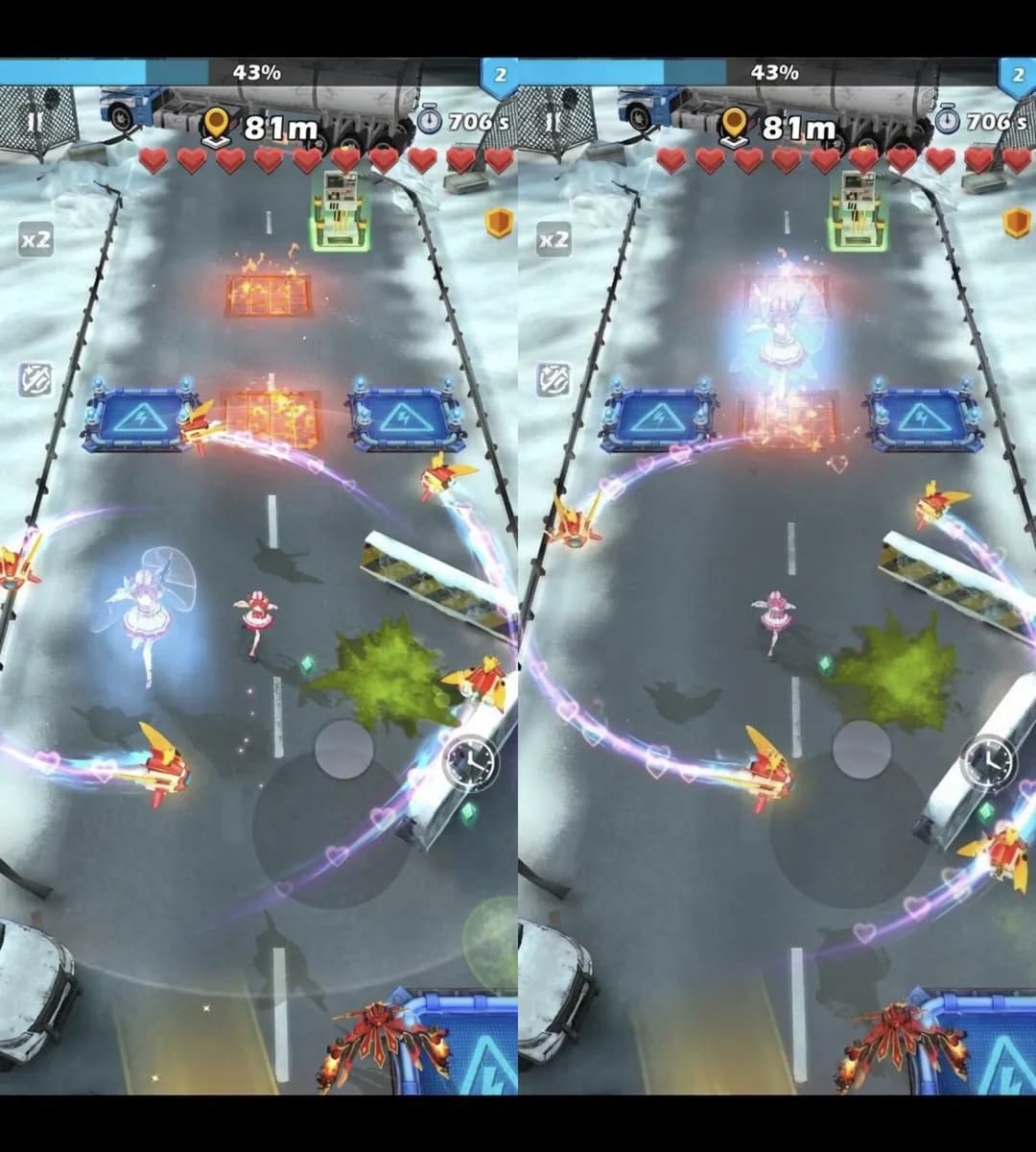 同一條賽道上兩場 Apex 競速畫面的比較